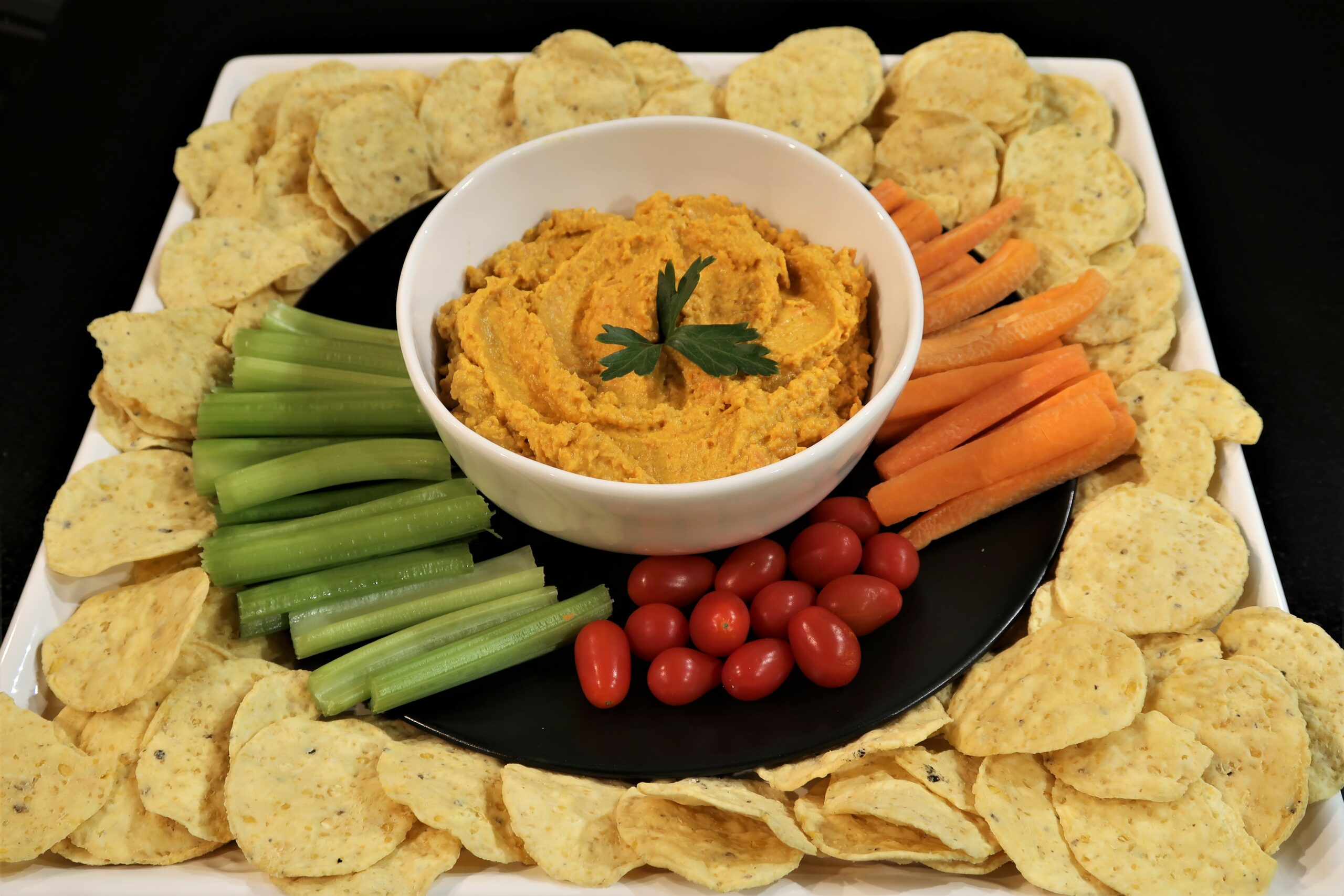 Harissa Spiced Carrot and Pepper Hummus