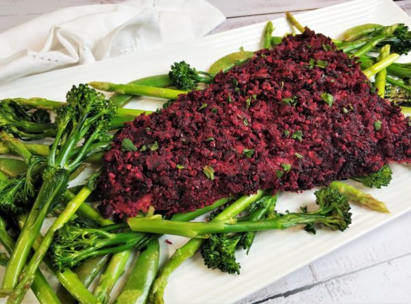Beetroot and Mint Crusted Salmon